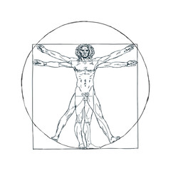 The Vitruvian man, Leonardo's man. Detailed drawing ink - 302881586