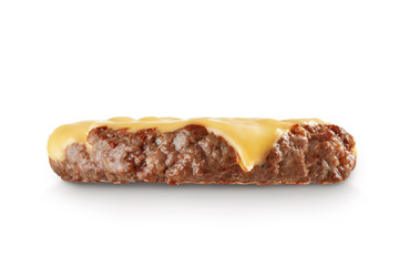 Hamburger patty with melting cheese slice