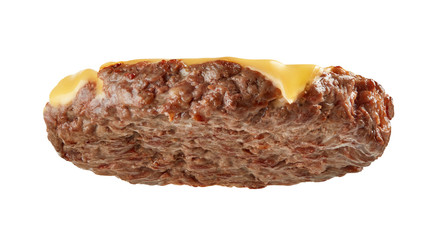 Hamburger patty with melting cheese slice