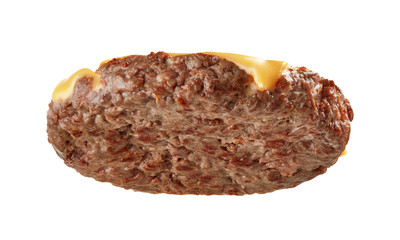 Hamburger patty with melting cheese slice