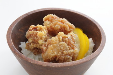 Homemade fried chicken on rice for asian food image