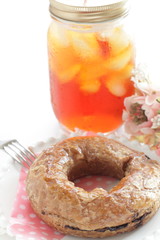 brown sugar filling in donut for breakfast image