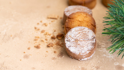 Spanish Christmas traditional treats Mantecados,  popular shortbread made from: wheat flour, sugar,nuts and lard .