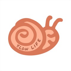 Slow life concept. Hand drawn banner. Snail and phrase slow life
