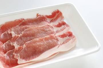freshness sliced pock on food tray 