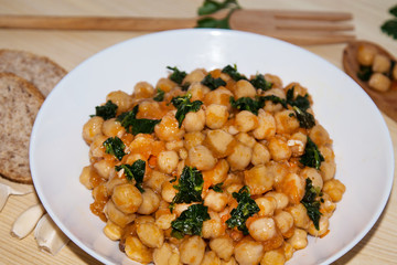 delicious chickpeas cooked with spinach