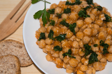 delicious chickpeas cooked with spinach