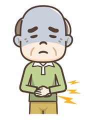 Obraz premium 腹痛のシニア男性