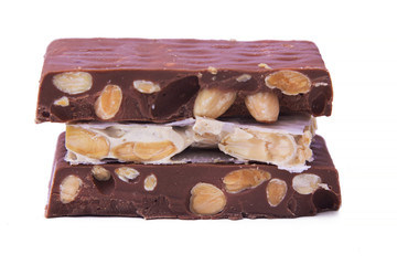 nougat with almonds isolated on white