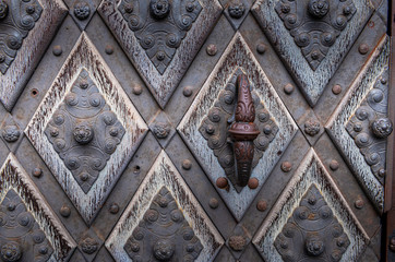 old wooden door with handle
