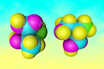 Space-filling molecular model of threonine, an essential amino acid in humans. It is abundant in human plasma, particularly in newborns. Medical background. Scientific background. 3d