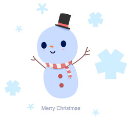 snowman with hat and scarf isolated on white background. vector illustration for gift, greeting card, and christmas party invitation