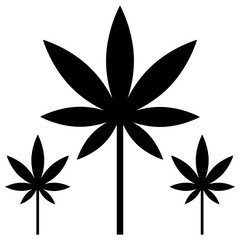 Cannabis Plant and Leaves Vector Icon Design