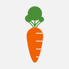 Carrot icon. Fruit, vegetable in flat design. Vector Illustration