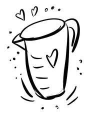 Jug. Measuring Cup. The icon is drawn by hand. Children's illustrations. Cooking. Kitchen electronics. Gadget. Electrical appliance