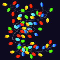Colourful Glowing Christmas Lights. Vector illustration.