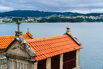 Detail of a horreo in the tourist village of Galicia Combarro