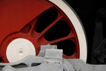 big red steam locomotive wheels