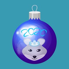 blue Christmas toy . sphere. ball on the Christmas tree