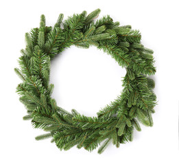 Beautiful Christmas wreath on white background © Pixel-Shot