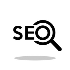 SEO logo icon in flat style. Search Engine Optimization symbol for your web site design, logo, app, UI Vector EPS 10.
