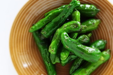 Japanese food, Shishido green pepper stir fried for vegetarian food image