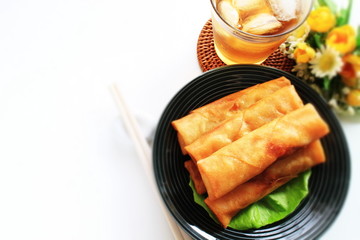 chinese food, deep fried dumpling Spring roll