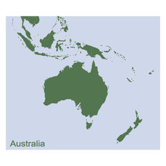 vector illustration with Political Map of Australia and oceania