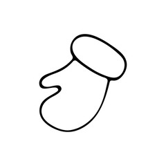 Mitten on a white background in the style of a doodle. Hand drawn icon illustration. Merru Christmas and Happy New Year vector