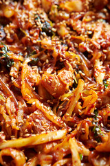 Korean spicy stir fried vegetable and meat 