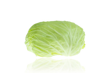 Fototapeta premium Green cabbage isolated on white background with clipping path.