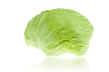 Green Cabbage isolated on white background with clipping path.