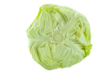 Fototapeta premium Bottom view of green cabbage isolated on white background with clipping path.