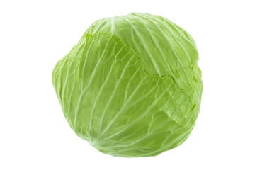 Obraz premium Green cabbage isolated on white background with clipping path.