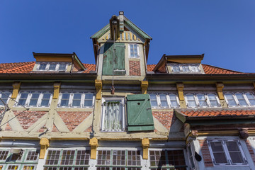 Hoist at the facade of an old house in Lauenburg, Germany