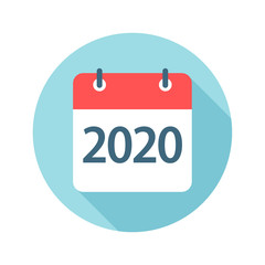 2020 year - Calendar Leaf Round Icon. Vector illustration