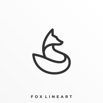 Fox Line Art Illustration Vector Template