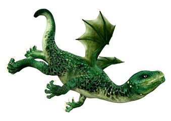 3D Rendering Fairy Tale Dragon on White