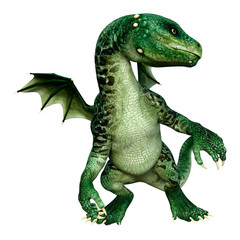 3D Rendering Fairy Tale Dragon on White