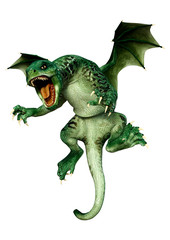 3D Rendering Fairy Tale Dragon on White