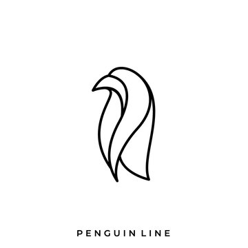Penguin Line Art Illustration Vector Template