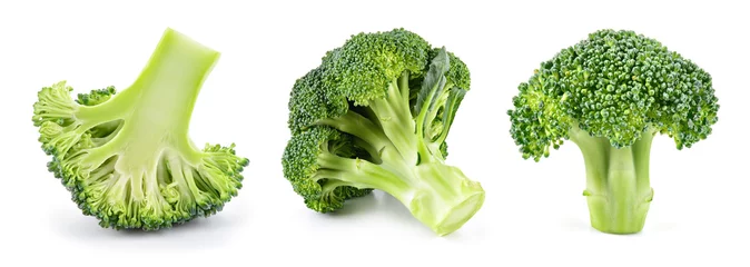 Foto op Plexiglas Verse groenten Broccoli geïsoleerd. Broccoli op wit. Set van verse broccoli.