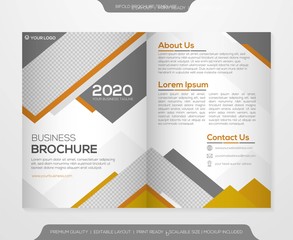 bifold brochure template design with minimalist style and modern concept