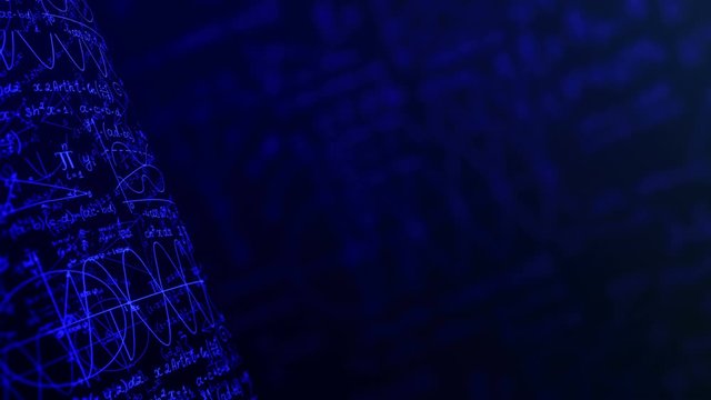 Blue Mathematical Background Loop with Copy Space. The Depth of Field.