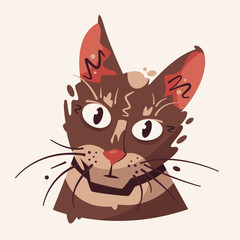 Cute cat face flat vector illustration