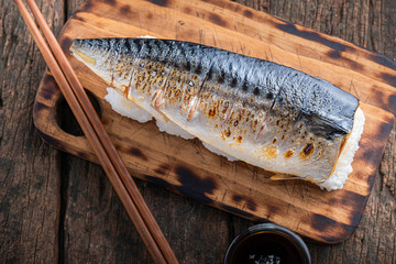Rice Grilled Saba Fish Japanese Food.