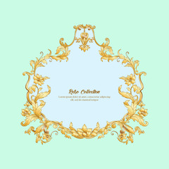 Border, frame label In baroque rococo, victorian renaissance style. Trendy floral vintage pattern. Vector illustration