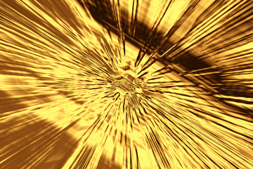 Gold ray background and glowing beam texture, page.