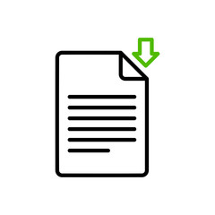 Document download icon. Outline thin line flat illustration. Isolated on white background.