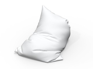 Blank soft pillow mockup. Cushion template. 3d render. Isolated on white.